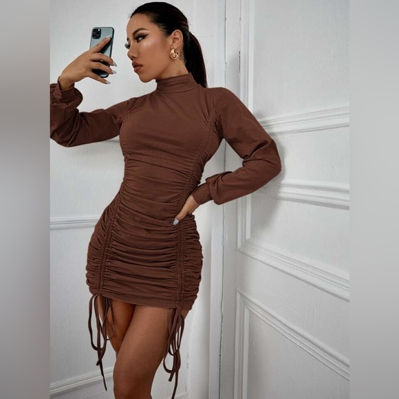 SHEIN Dresses & Skirts - ‼️Brown mock neck dress‼️